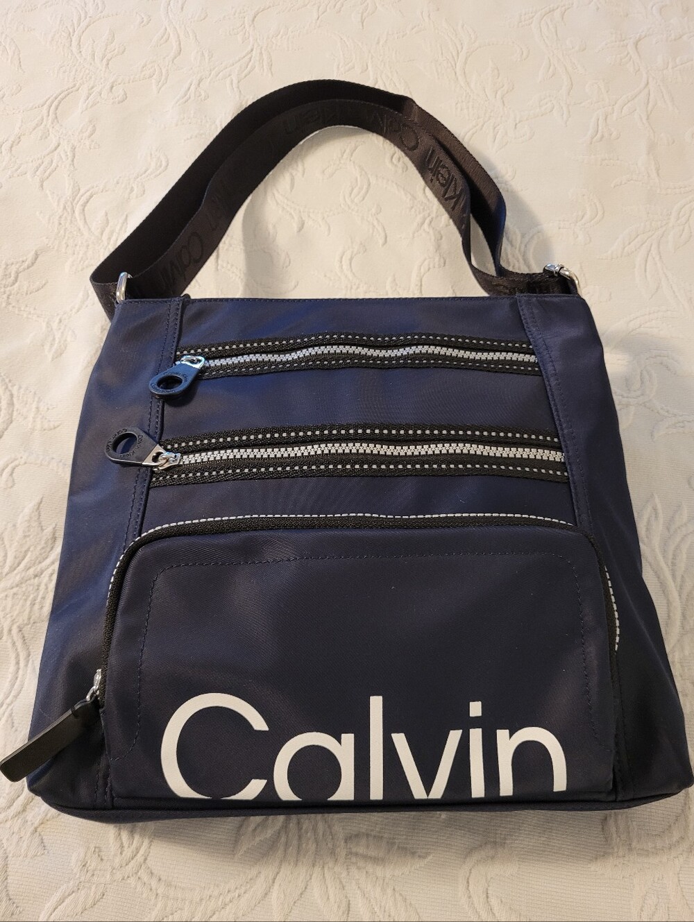 Calvin Klein Navy Crossbody Bag with White Logo